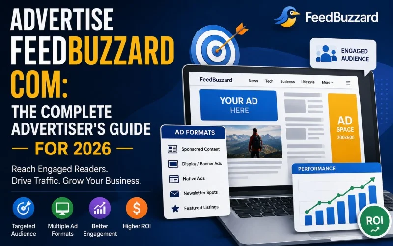 FeedBuzzard advertising guide with ad formats, audience targeting, and ROI growth.